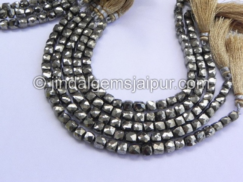 Pyrite Faceted Cube Shape Beads